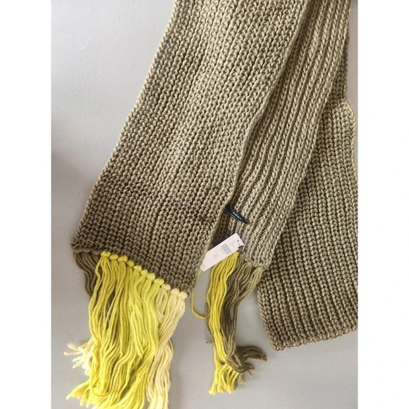 NWT By Anthropologie Colorful Fringe Scarf Olive 130'' L - Picture 4 of 8